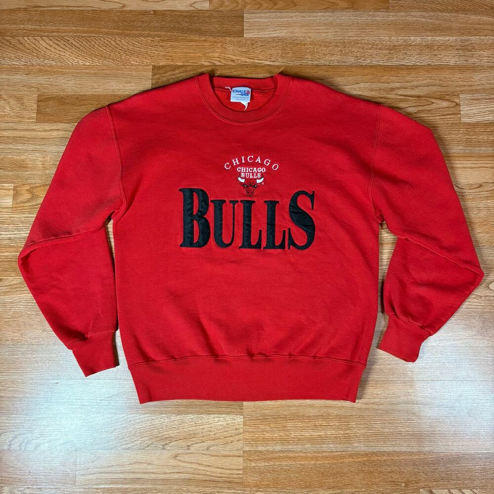 Vintage Chalk Line NBA Mens Chicago Bulls Embroidered Crewneck Sweatshirt Size L